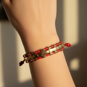Elegant Gold and Red Bracelet